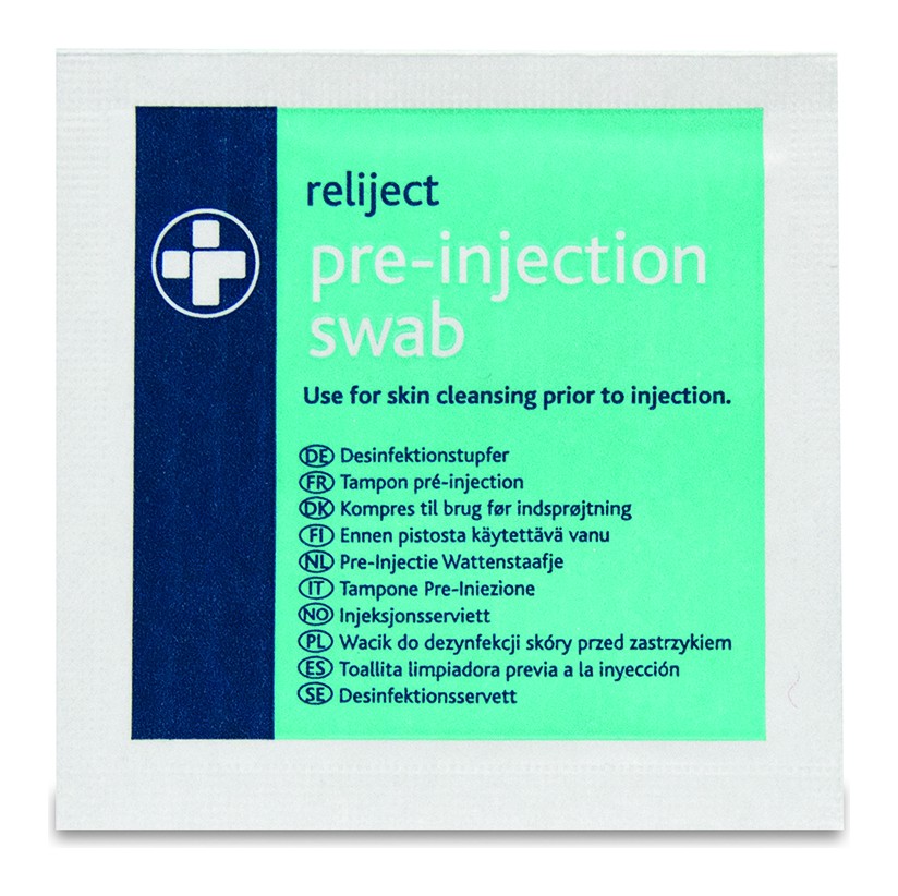 Sterile alcohol wipes from the EZnject kit